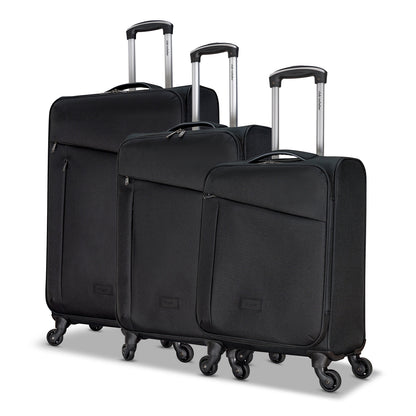 3-Piece Soft-Side Luggage Set with Contrast Handles – Spinner Wheels