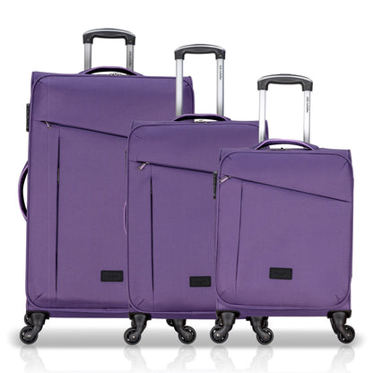 3-Piece Soft-Side Luggage Set with Contrast Handles – Spinner Wheels