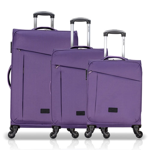 3-Piece Soft-Side Luggage Set with Contrast Handles – Spinner Wheels