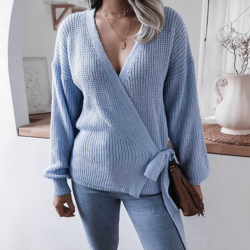 Casual V-neck tie Knotted Sweater Travel Essentials Shop Travel Happy Travel Happy 