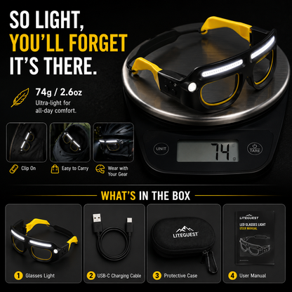 LITEGUEST Clip-On LED Cycling Glasses Light