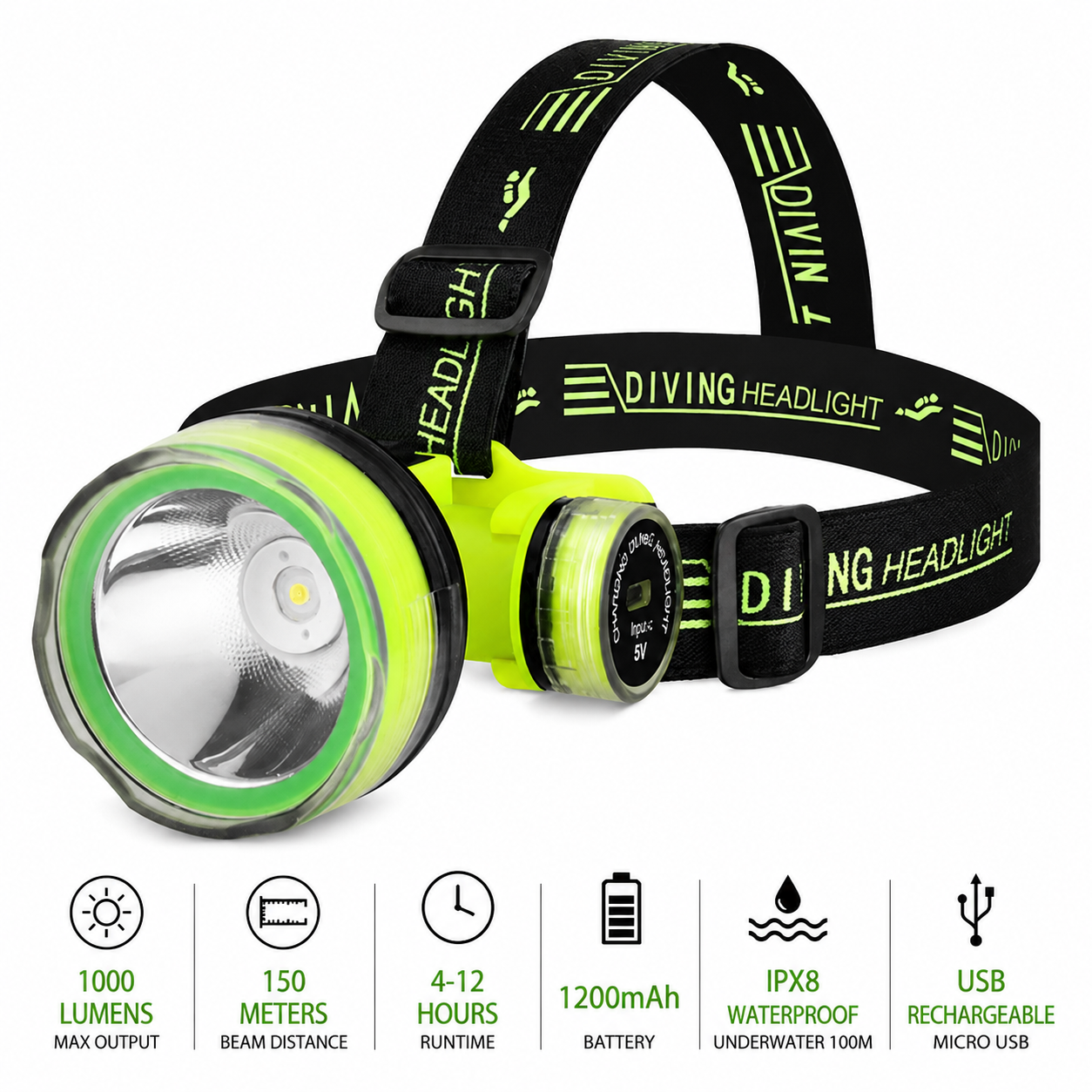 LITEGUEST Pro Submersible Diving Headlamp – IPX8 Rechargeable Underwater LED Headlamp