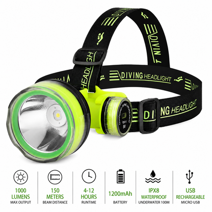 LITEGUEST Pro Submersible Diving Headlamp – IPX8 Rechargeable Underwater LED Headlamp