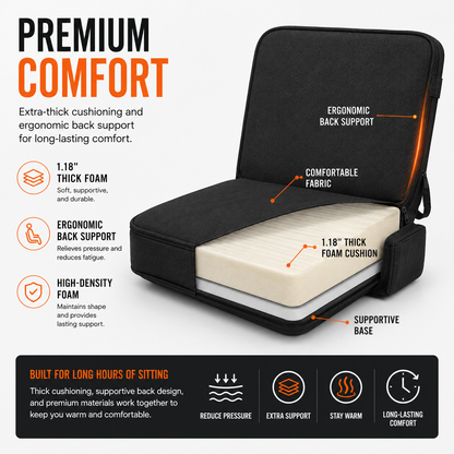 LITEGUEST Heated Stadium Seat with Back Support | USB Powered