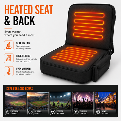 LITEGUEST Heated Stadium Seat with Back Support | USB Powered