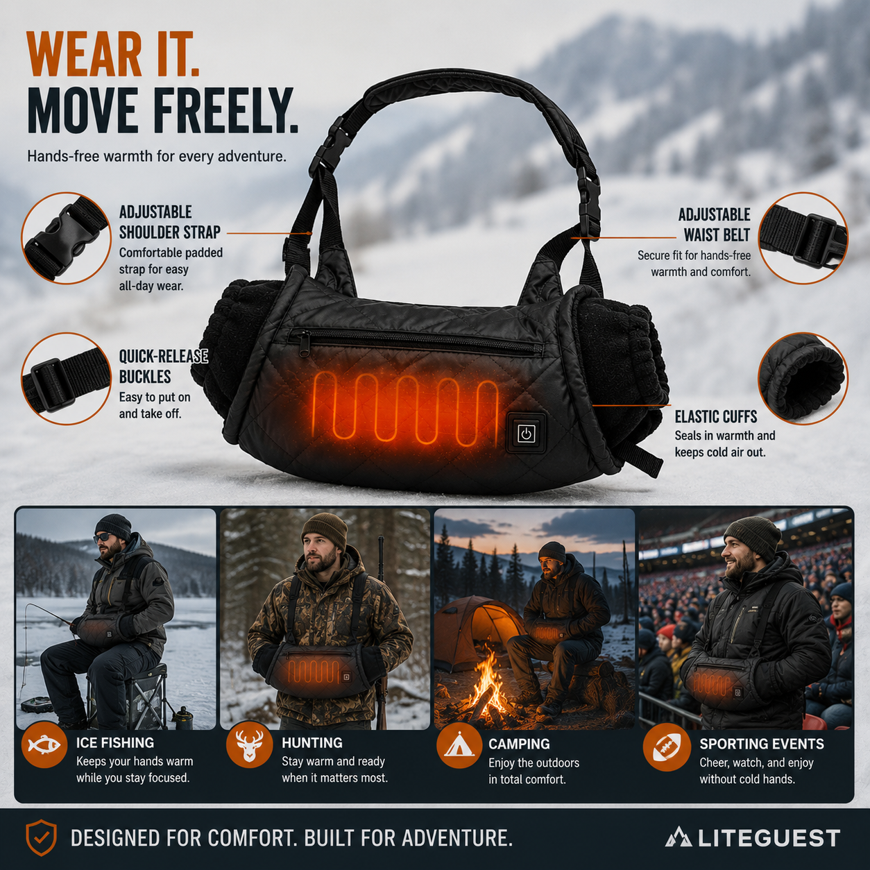 LITEGUEST Heated Hunting Hand Muff | USB Hand Warmer
