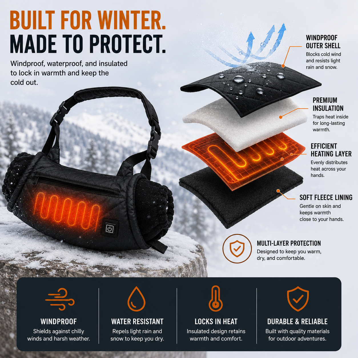 LITEGUEST Heated Hunting Hand Muff | USB Hand Warmer