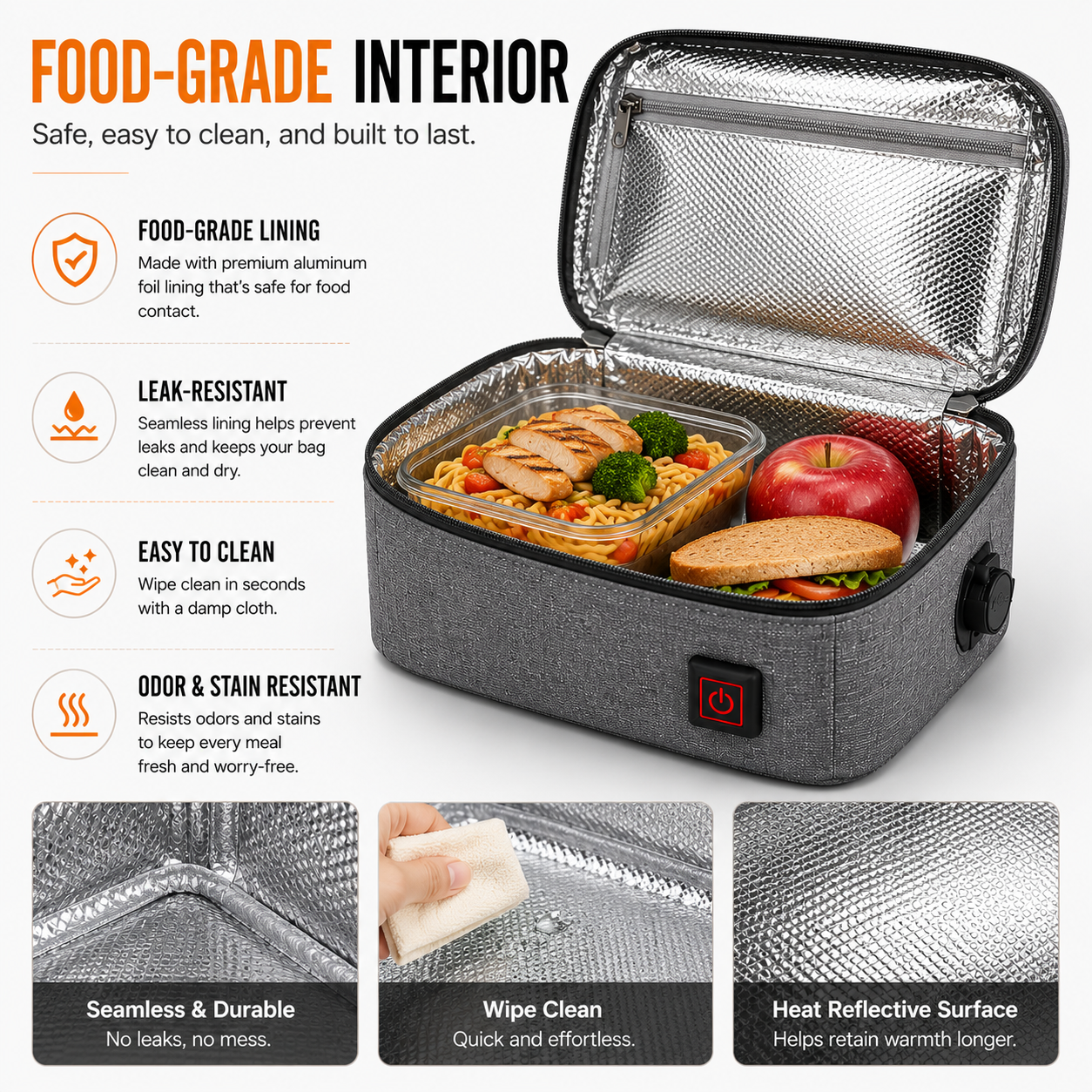 LITEGUEST USB Heated Insulated Lunch Bag | Keeps Meals Warm