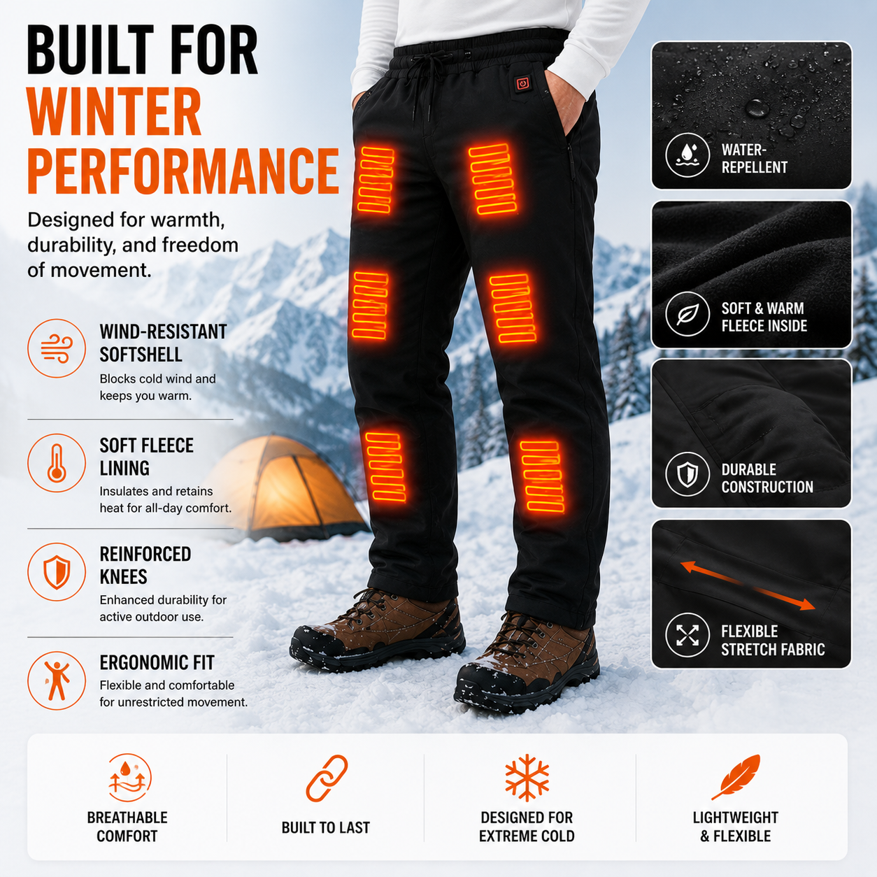 LITEGUEST 12-Zone Heated Pants | USB Heated Winter Pants