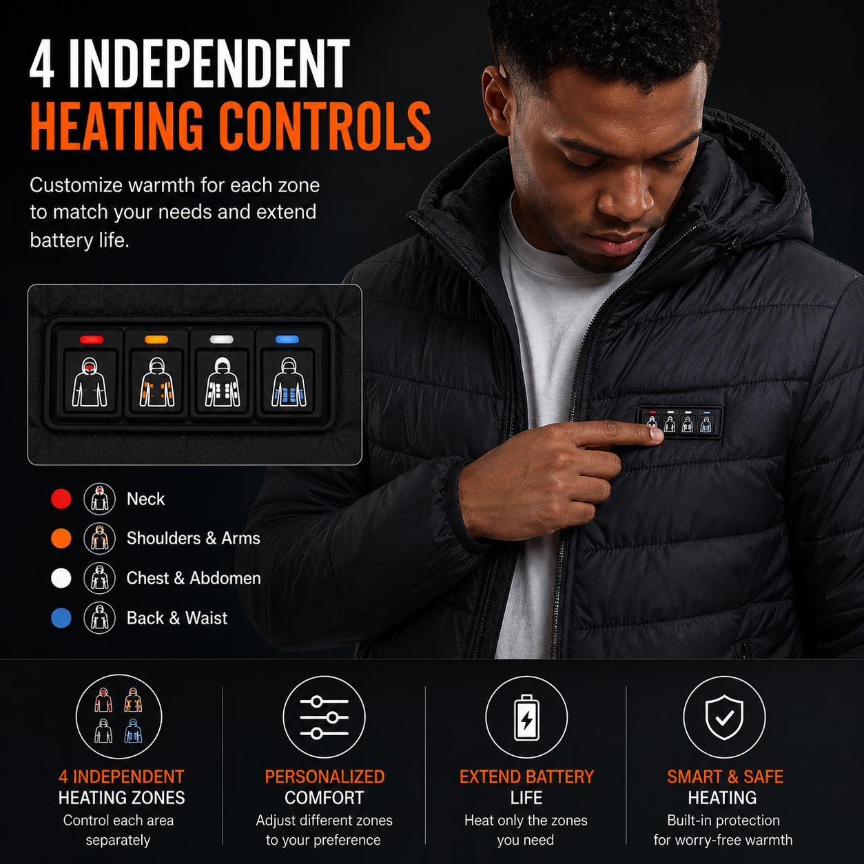 LITEGUEST 27-Zone Heated Down Jacket | 4 Independent Controls