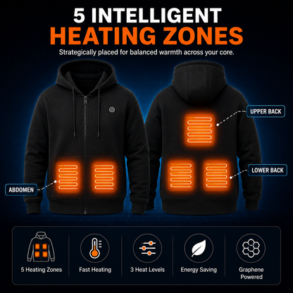 LITEGUEST 5-Zone Heated Zip-Up Hoodie | USB Heated Hoodie