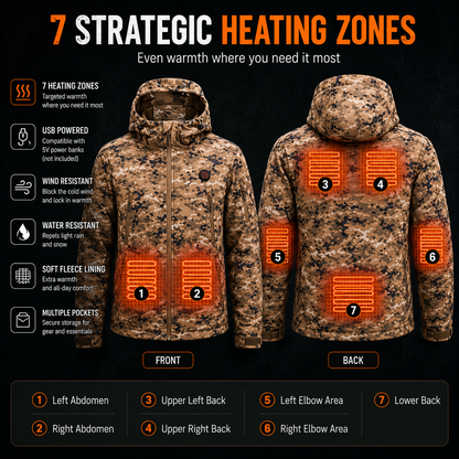 LITEGUEST 7-Zone Heated Hunting Jacket | USB Camo Jacket