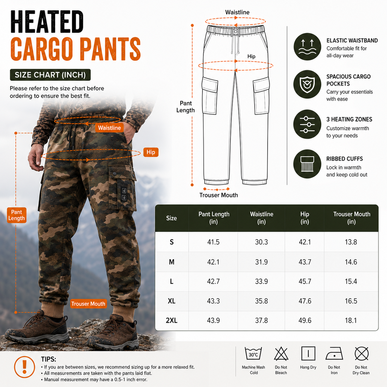LITEGUEST 8-Zone Heated Hunting Cargo Pants | 3-Zone Heat Control