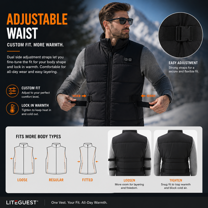 LITEGUEST Adjustable Heated Vest | 8-Zone Dual Control USB Warmth