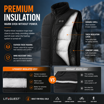 LITEGUEST Adjustable Heated Vest | 8-Zone Dual Control USB Warmth