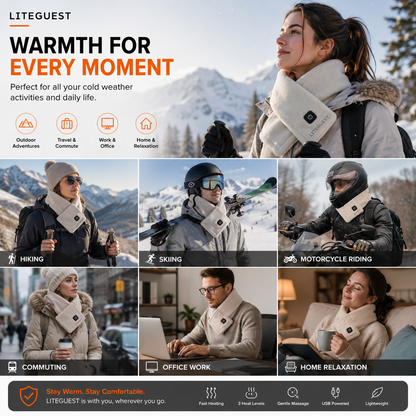 LITEGUEST USB Heated Neck Warmer for Hiking, Skiing & Winter Travel