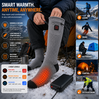 LITEGUEST USB Heated Mid-Calf Socks | Foot Sole Heating