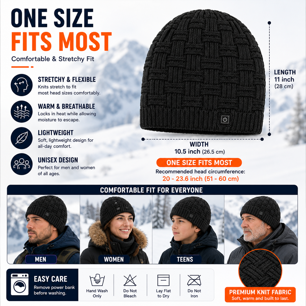 LITEGUEST USB Heated Beanie | Heated Winter Hat for Ear Warmth