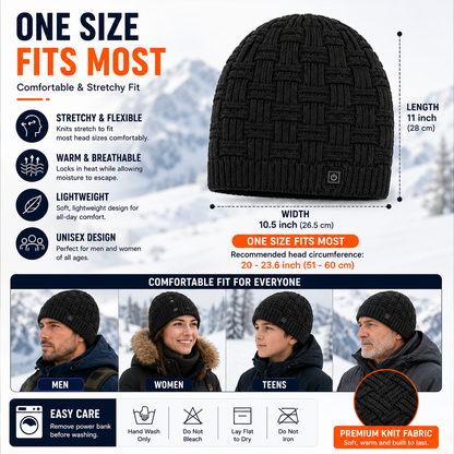 LITEGUEST USB Heated Beanie | Heated Winter Hat for Ear Warmth