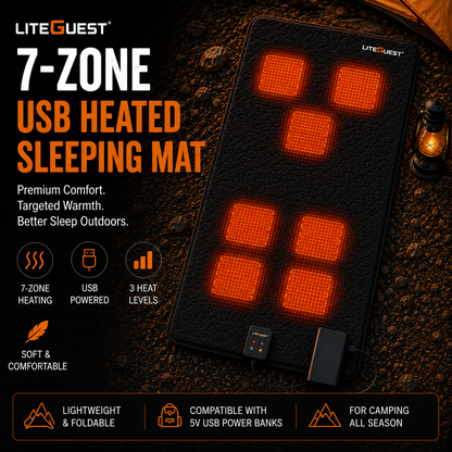 LITEGUEST 7-Zone USB Heated Sleeping Mat | Camping Sleeping Pad