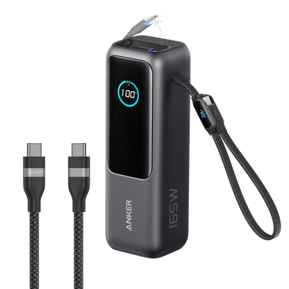 Anker Laptop Power Bank (25K, 165W, Built-In and Retractable Cables)