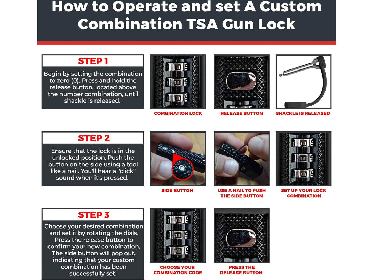 4-Pack TSA Approved MonoShaft™ Gun Case Lock
