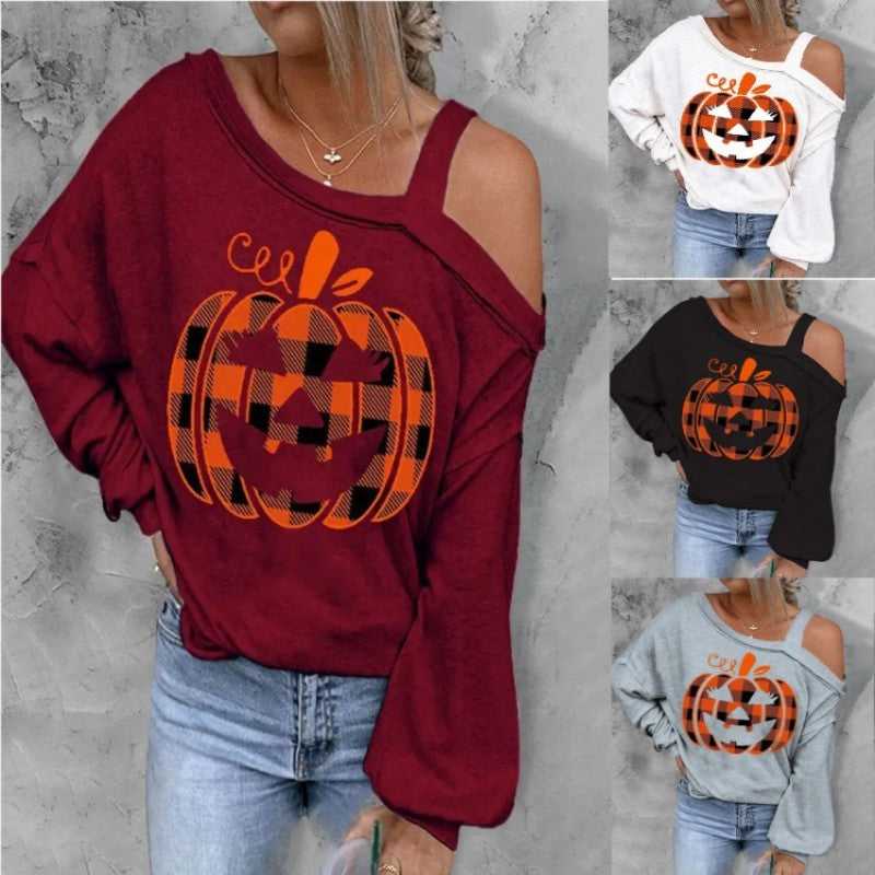 Halloween Christmas Pumpkin Printed Sweater Travel Happy Women's Fall Wear