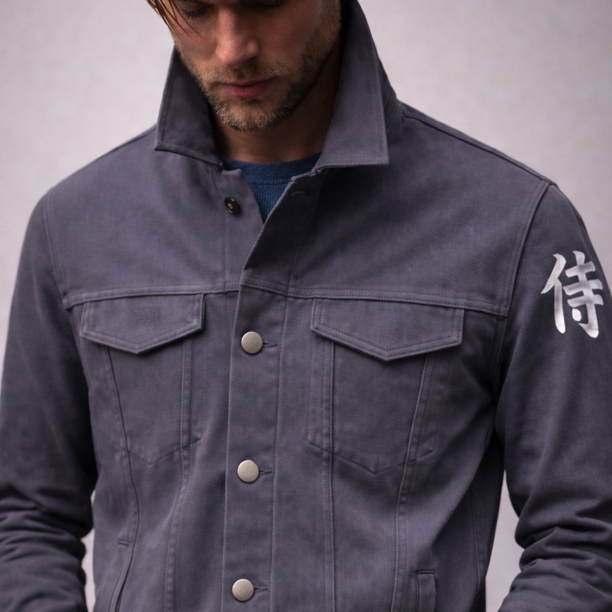 Kinetix Warrior Kanji Men's Cotton Jacket - Fossil Gray