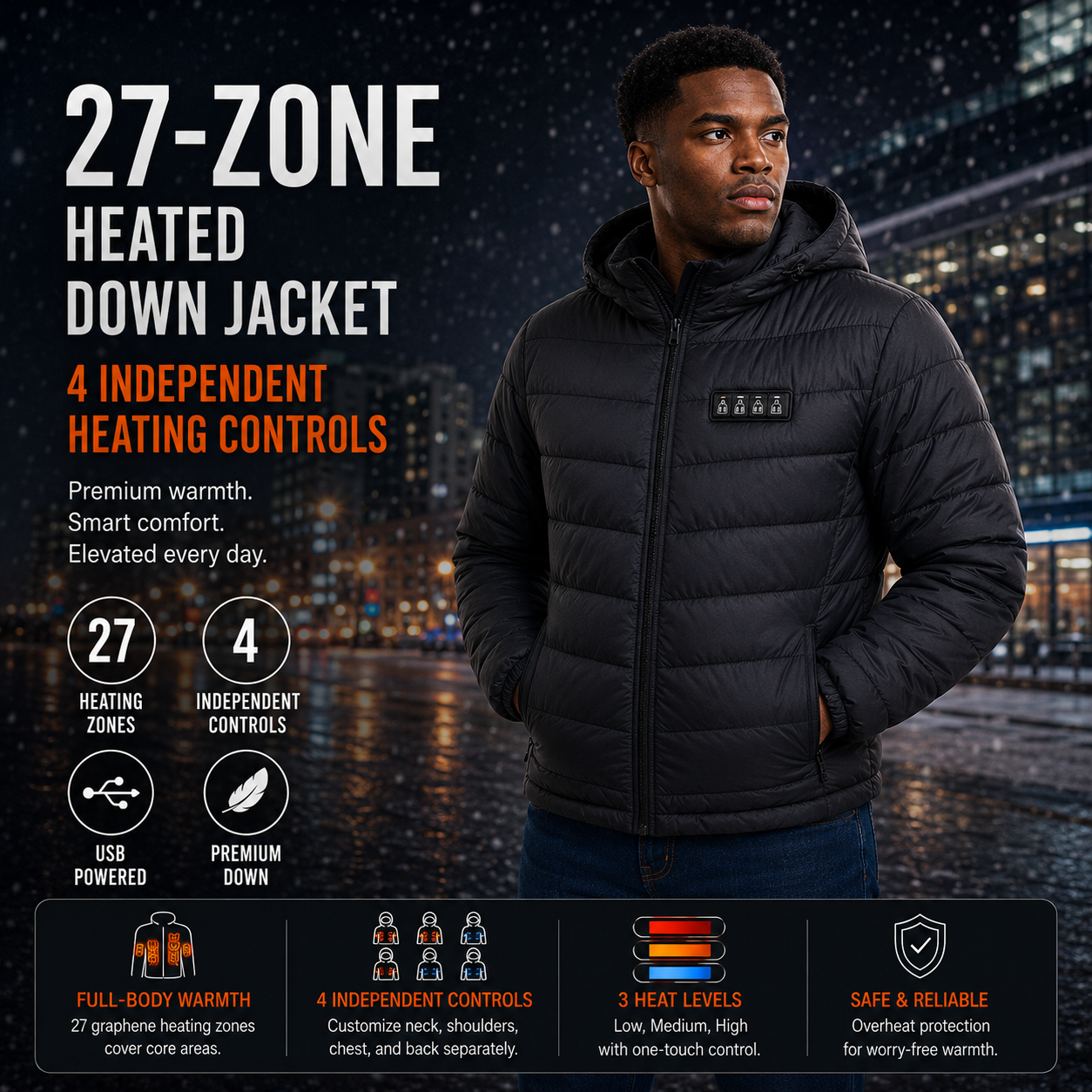 LITEGUEST 27-Zone Heated Down Jacket | 4 Independent Controls