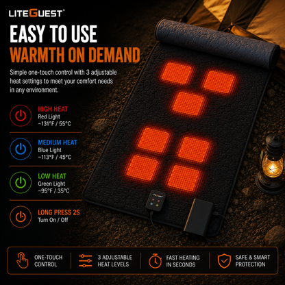 LITEGUEST 7-Zone USB Heated Sleeping Mat | Camping Sleeping Pad