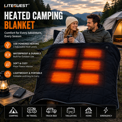LITEGUEST Heated Camping Blanket | USB Outdoor Blanket