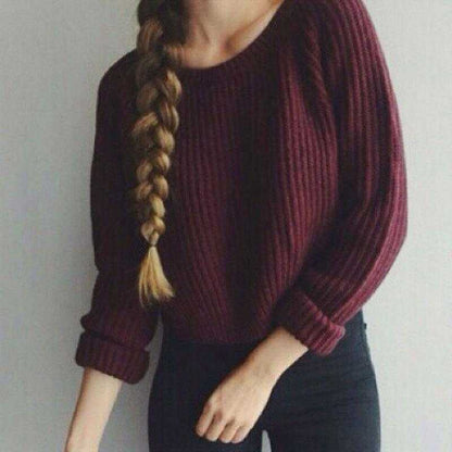 Long Sleeve Classic Split Hem Sweater Travel Happy Women's Fall Wear