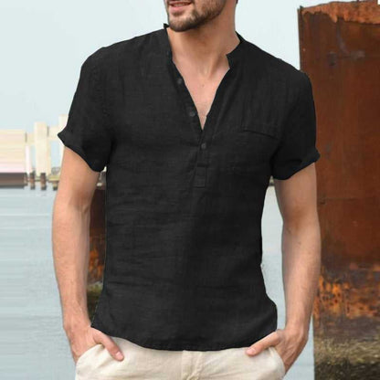 Men’s Casual Linen Polo Shirt Polo Travel Essentials Shop Travel Happy Travel Happy