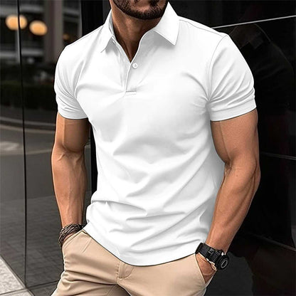 Men's Summer Short Sleeve Polo Shirt - Solid Color Button Lapel Top men's clothing Travel Essentials Shop Travel Happy Travel Happy 