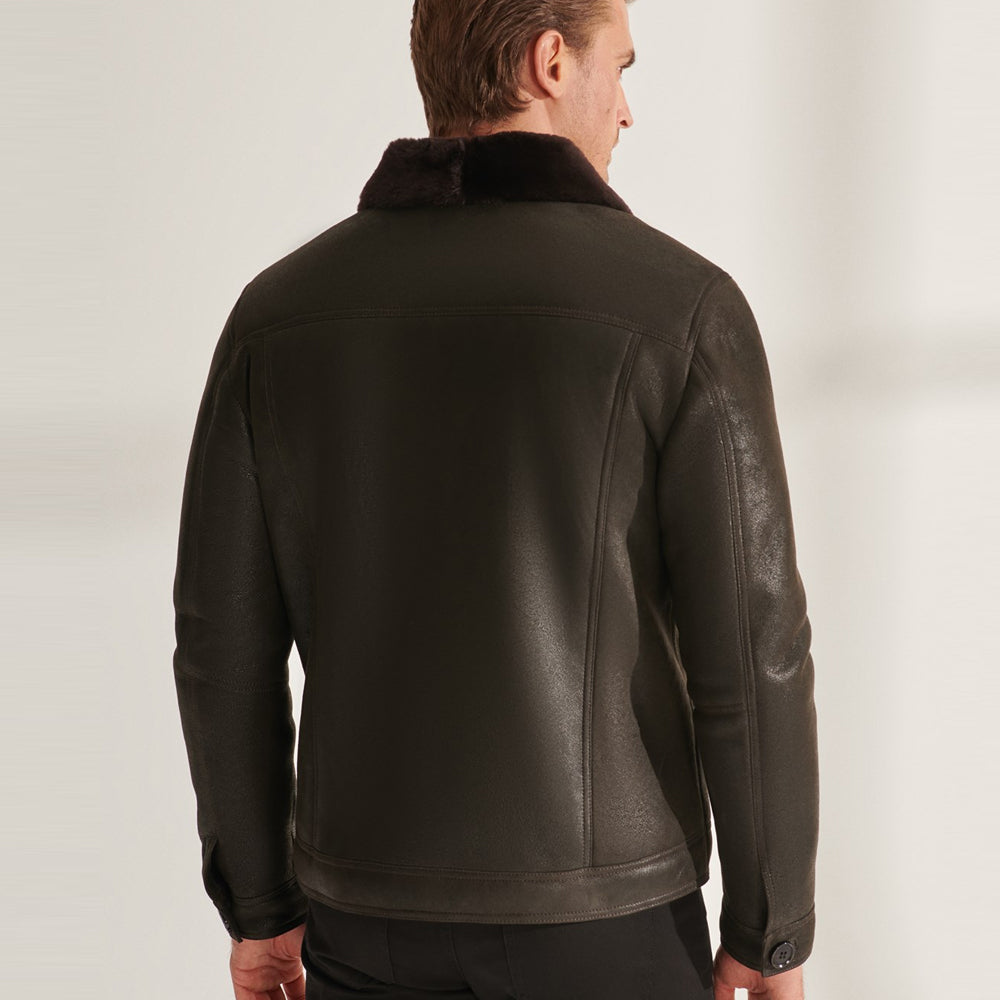 Martin Jackets Men's Brown Sheepskin Shearling Trucker Jacket