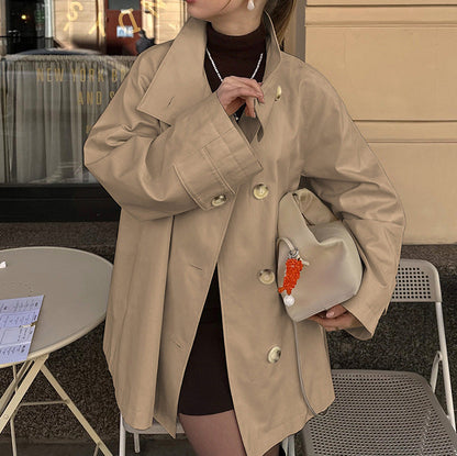 Women's Relaxed-Fit Single-Breasted Trench Coat