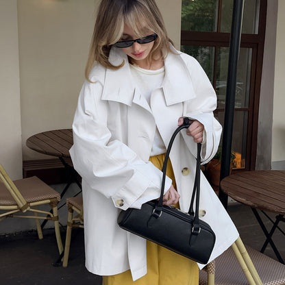 Women's Relaxed-Fit Single-Breasted Trench Coat