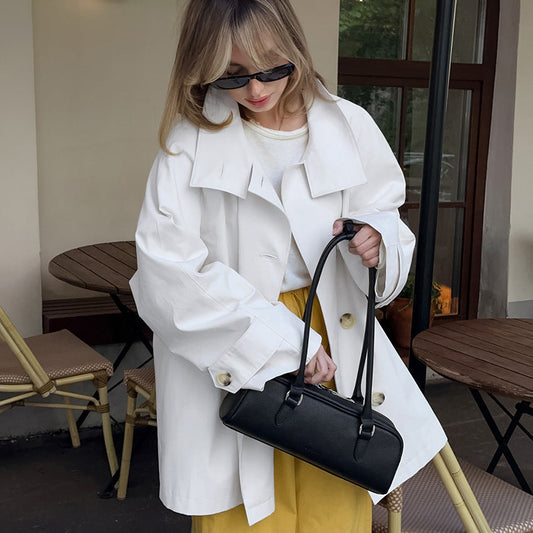 Women's Relaxed-Fit Single-Breasted Trench Coat