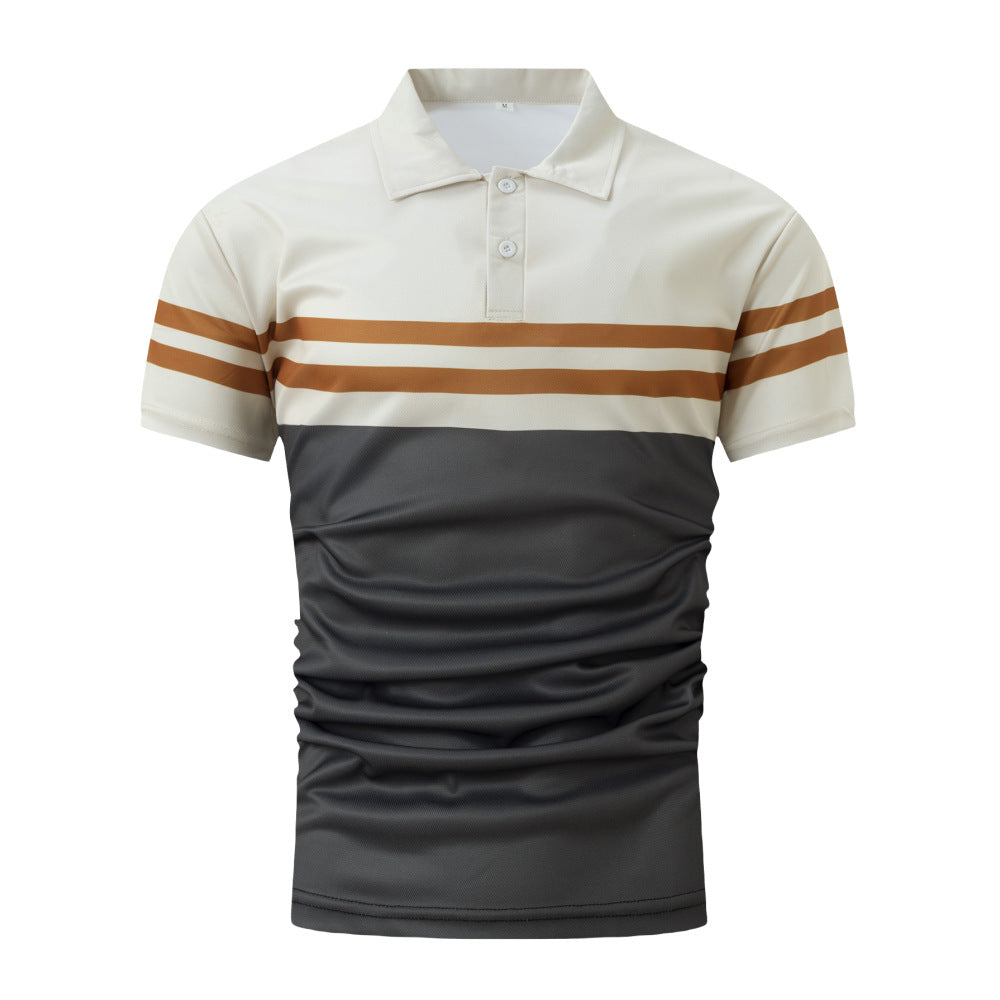 Men's Striped Printed Casual Polo Shirt