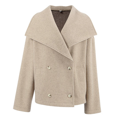 Women's Double-Breasted Collared Jacket in Khaki