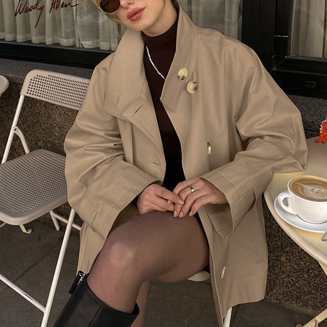 Women's Relaxed-Fit Single-Breasted Trench Coat