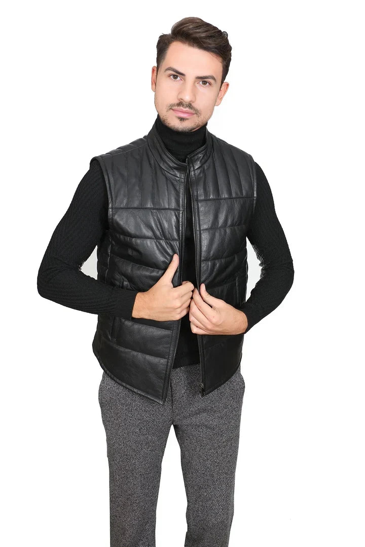 Martin Jackets Anthony Men's Black Leather Vest