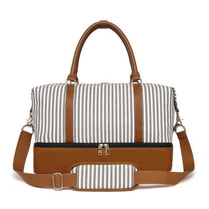 Women's Hand Striped Canvas Duffle Bag Luggage Travel Essentials Shop Travel Happy Travel Happy 