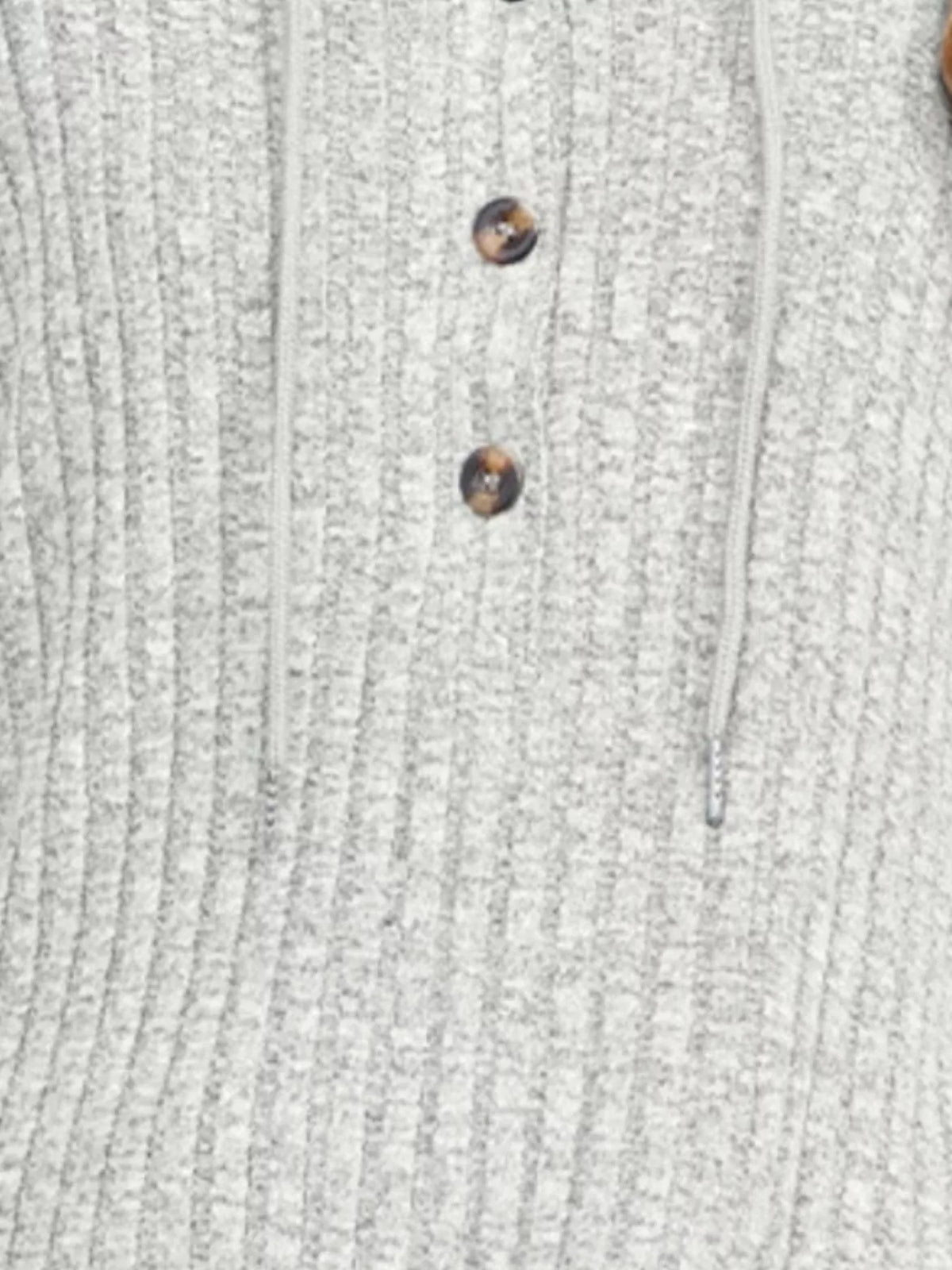 Women's Ribbed Knit Button-Detail Hoodie