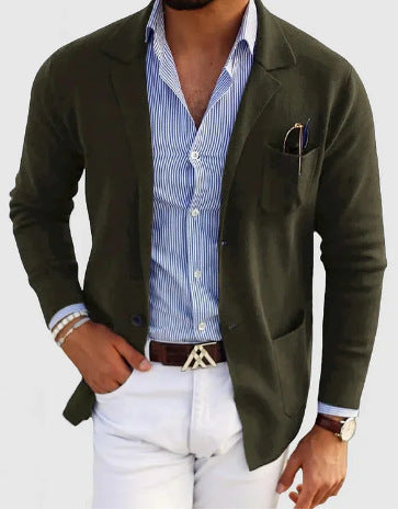 Veste de costume à double boutonnage imprimée pour homme, style décontracté, printemps