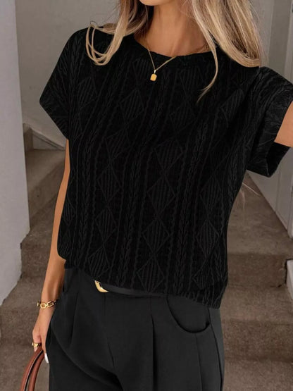 Women's Diamond-Pattern Round-Neck Top