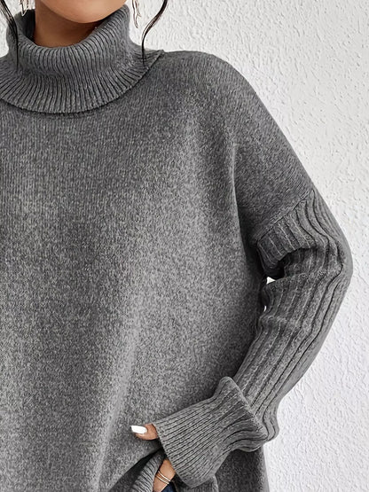 Women's High-Low Turtleneck Sweater