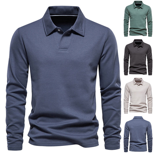 Fall The Dapper Lapel Long-Sleeve Polo Travel Happy Men's Travel Wear