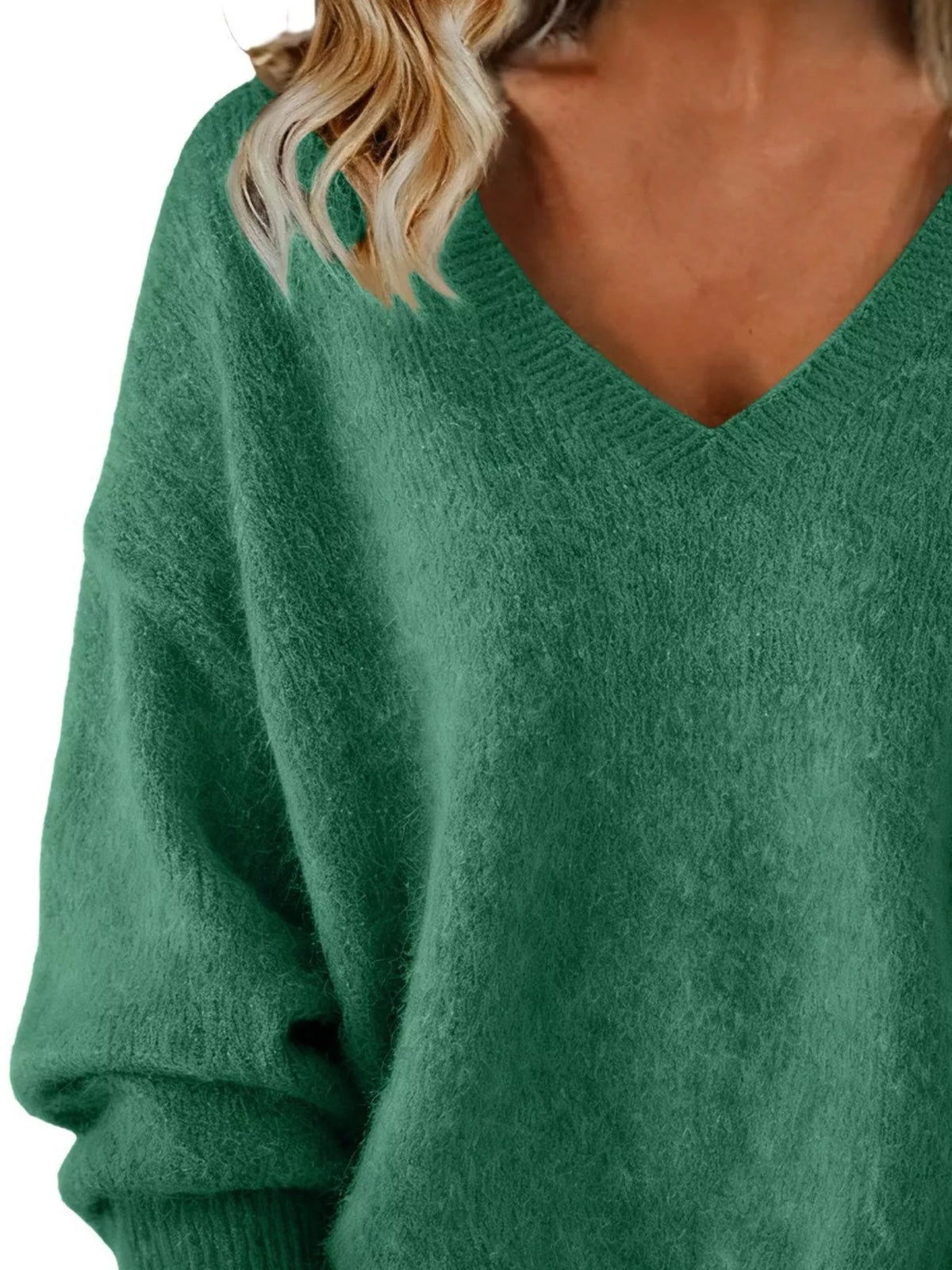Women's V-Neck Dropped-Shoulder Sweater