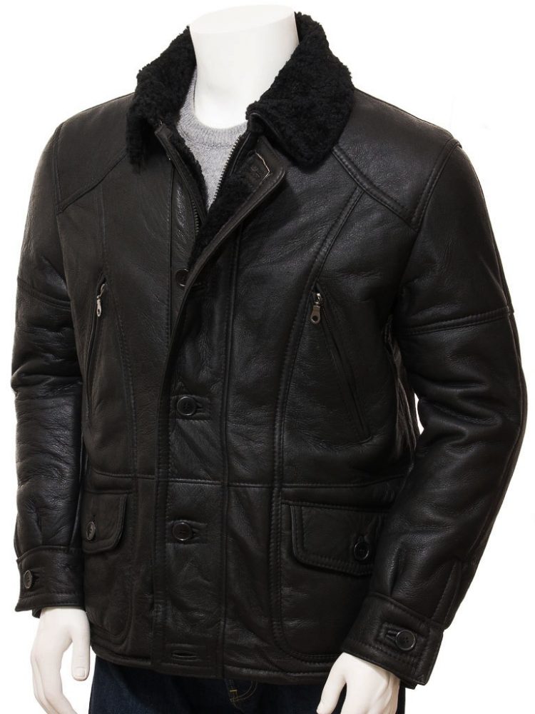 Martin Jackets Boehmer Men's Black Leather Shearling Jacket